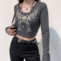 Pydshop Fairy Grunge Butterfly Crop Top