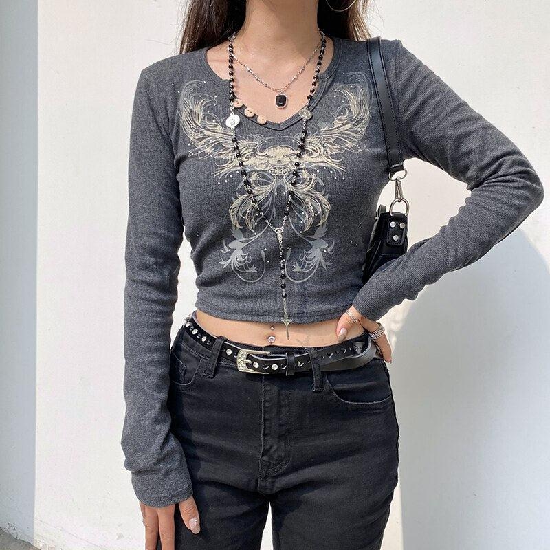Pydshop Fairy Grunge Butterfly Crop Top