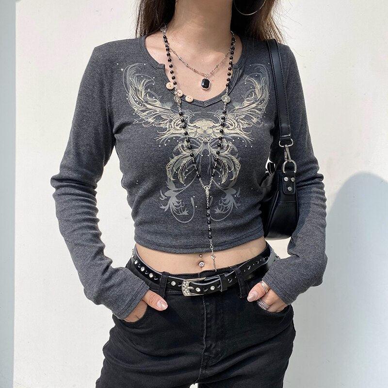 Pydshop Fairy Grunge Butterfly Crop Top