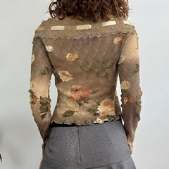 Pydshop Fairy Grunge Floral Off Shoulder Lace Top