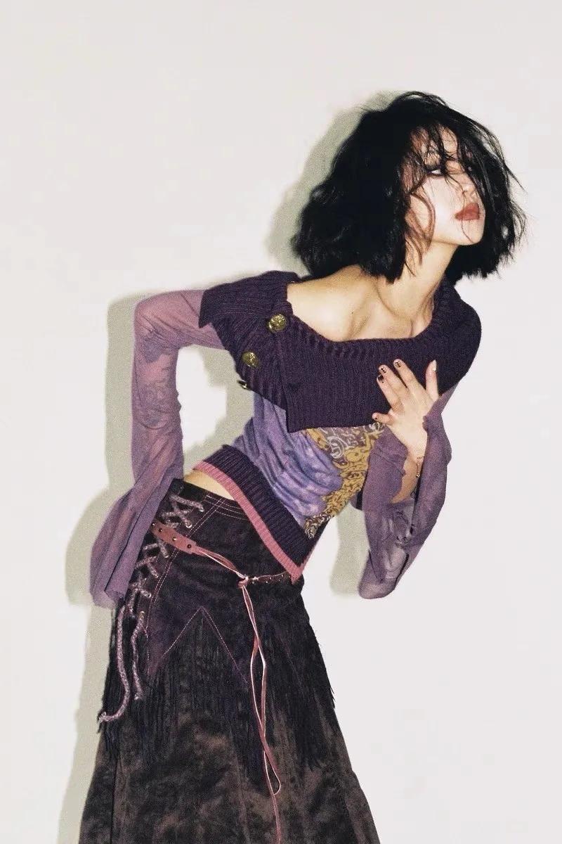 Pydshop Fairy Grunge Off Shoulder Mesh Top