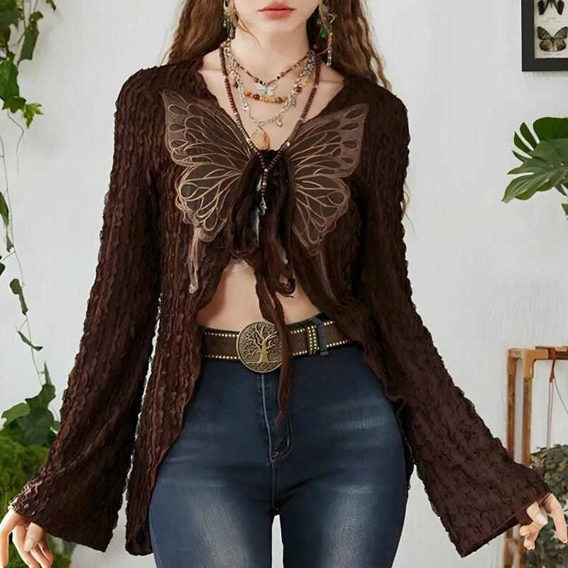 Pydshop Fairycore Butterfly Open Front Top