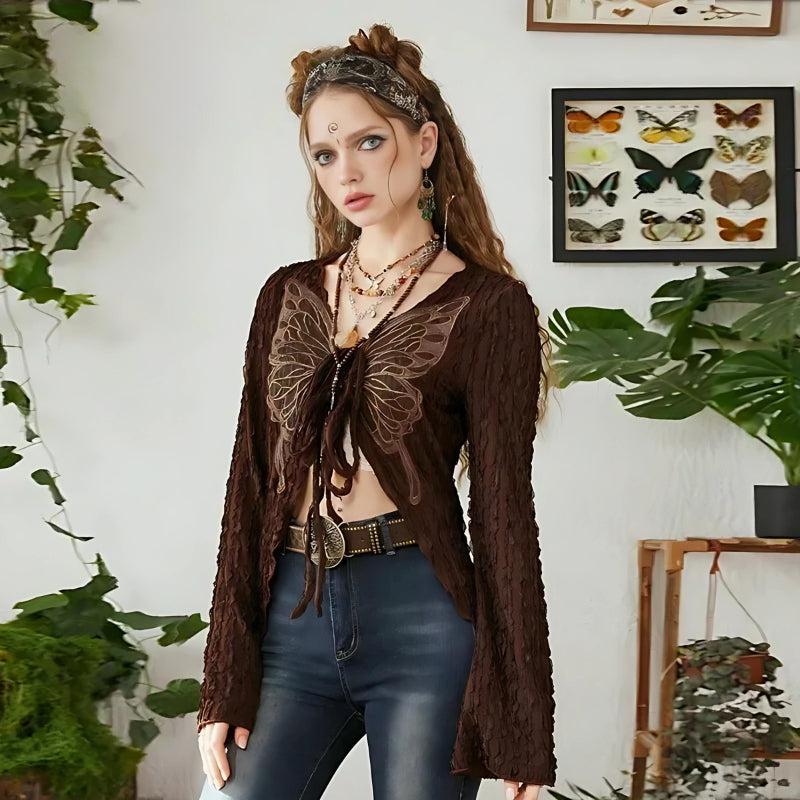 Pydshop Fairycore Butterfly Open Front Top