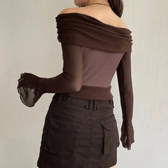 Pydshop Fairycore Butterfly Ruched Off Shoulder Top