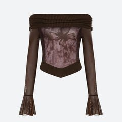Pydshop Fairycore Butterfly Ruched Off Shoulder Top