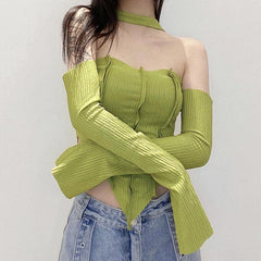 Pydshop Flare Sleeved Halter Top