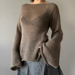 Pydshop Flare Sleeved Knit Backless Top