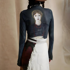 Pydshop Goth Dark Female Figure Mesh Top