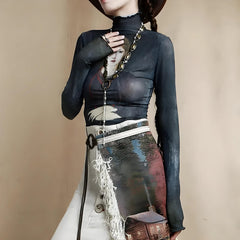 Pydshop Goth Dark Female Figure Mesh Top