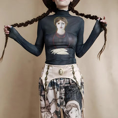 Pydshop Goth Dark Female Figure Mesh Top