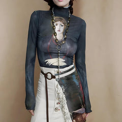 Pydshop Goth Dark Female Figure Mesh Top