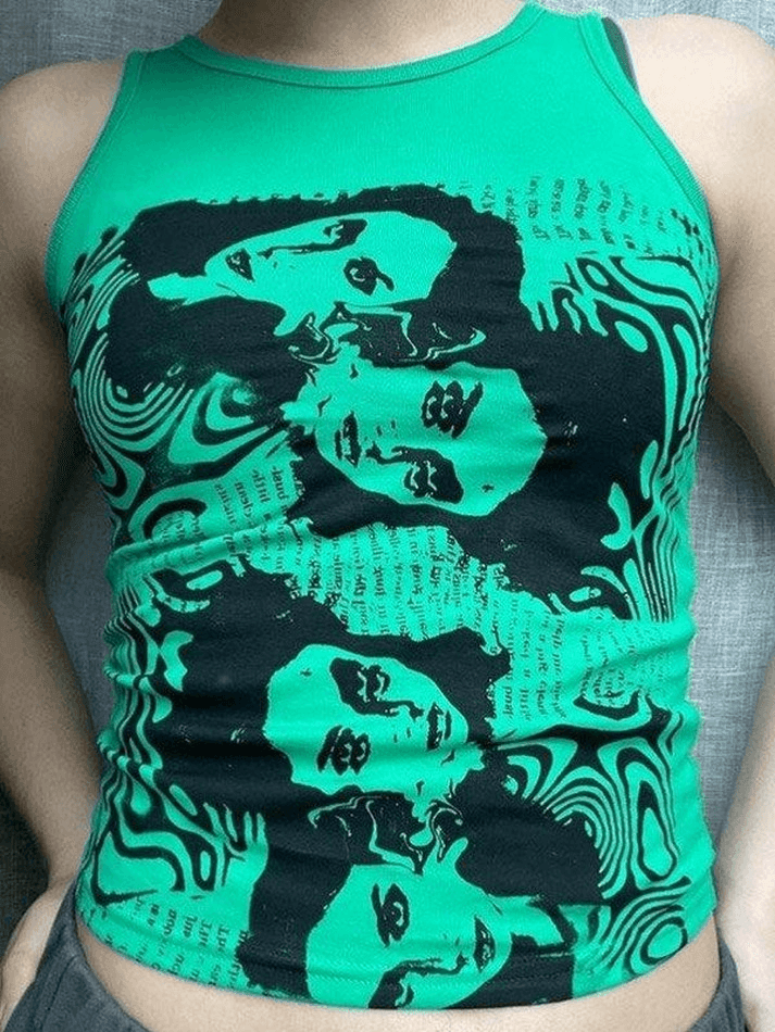 Pydshop Y2K Tank Top Gothic Screen Print Crop Tank Top