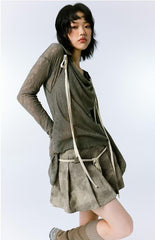 Pydshop Grunge Asymmetric Long Sleeve Lace Top
