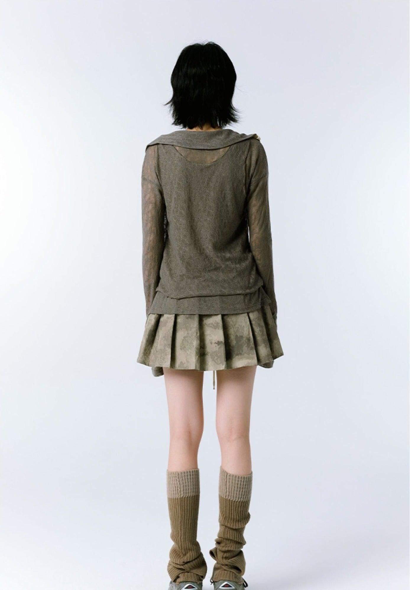 Pydshop Grunge Asymmetric Long Sleeve Lace Top