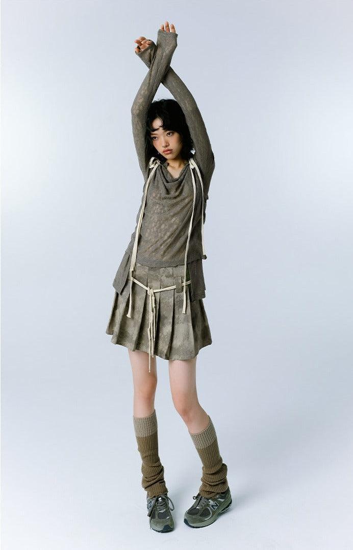 Pydshop Grunge Asymmetric Long Sleeve Lace Top