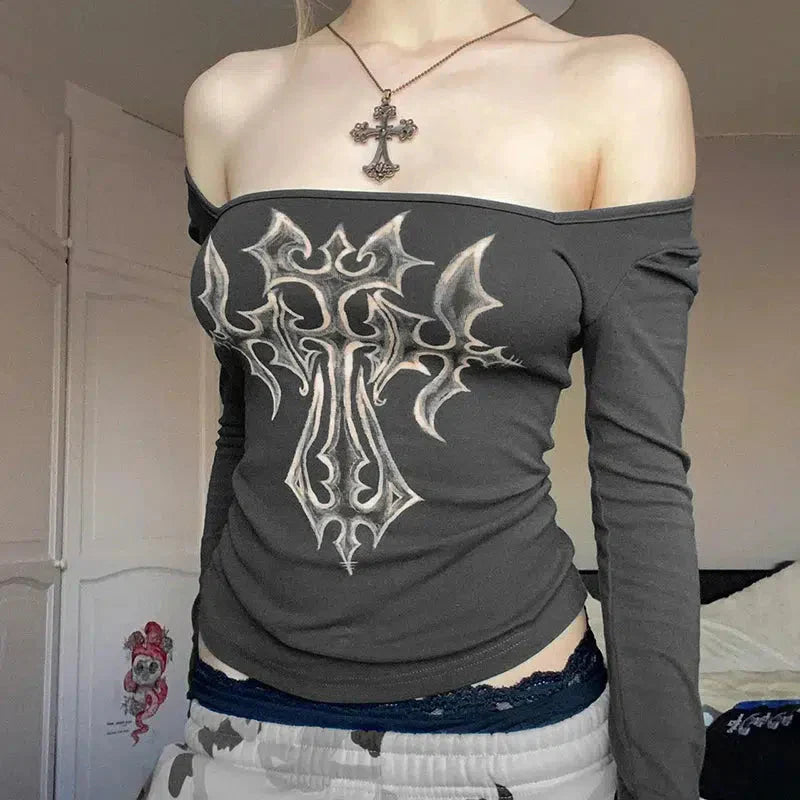 Pydshop Grunge Cross Bleached Top