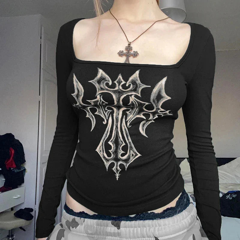 Pydshop Grunge Cross Bleached Top