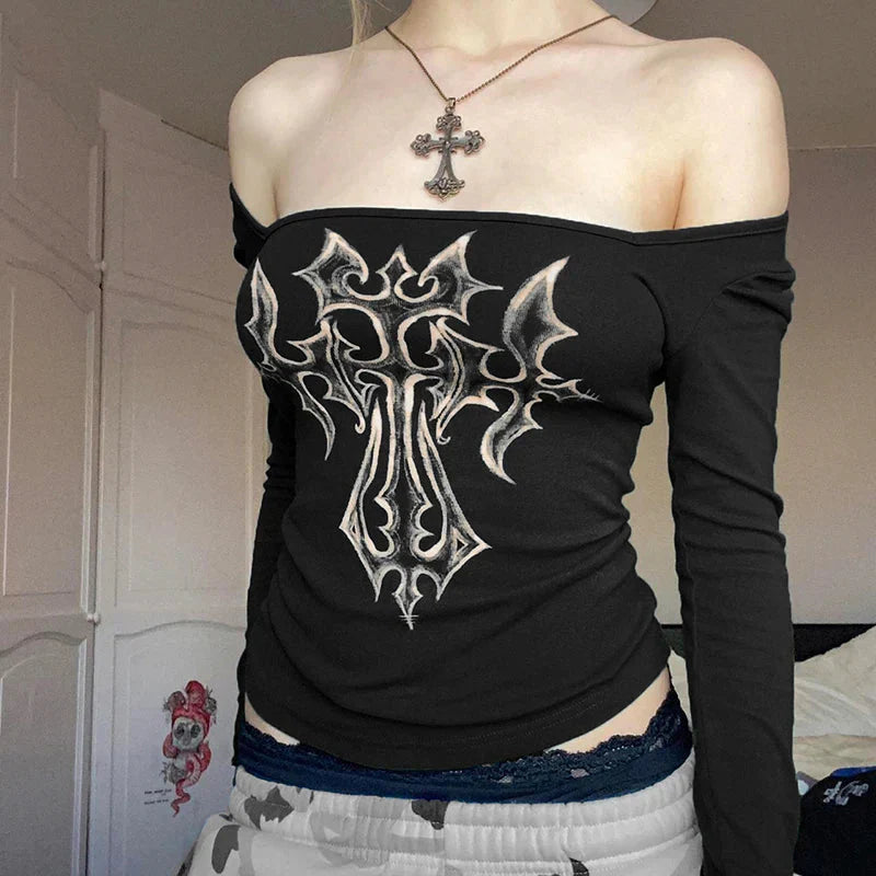 Pydshop Grunge Cross Bleached Top