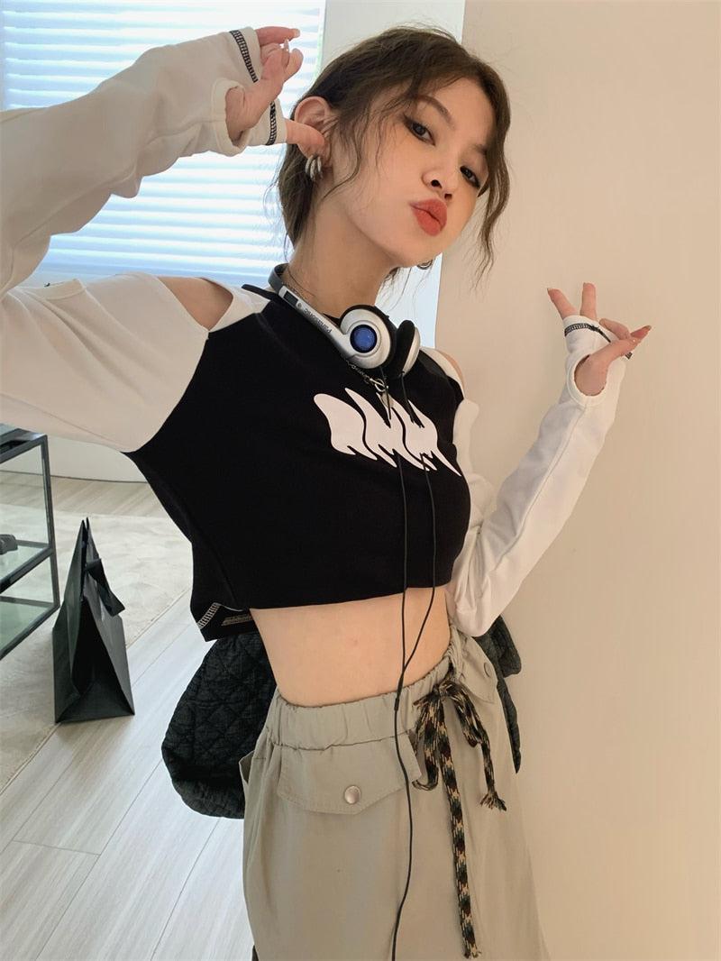 Pydshop Grunge Cut-Out Crop Top