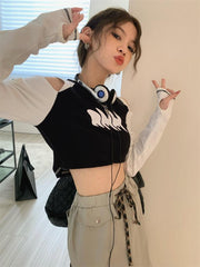 Pydshop Grunge Cut-Out Crop Top