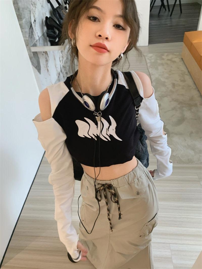 Pydshop Grunge Cut-Out Crop Top