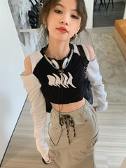 Pydshop Grunge Cut-Out Crop Top