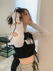 Pydshop Grunge Cut-Out Crop Top