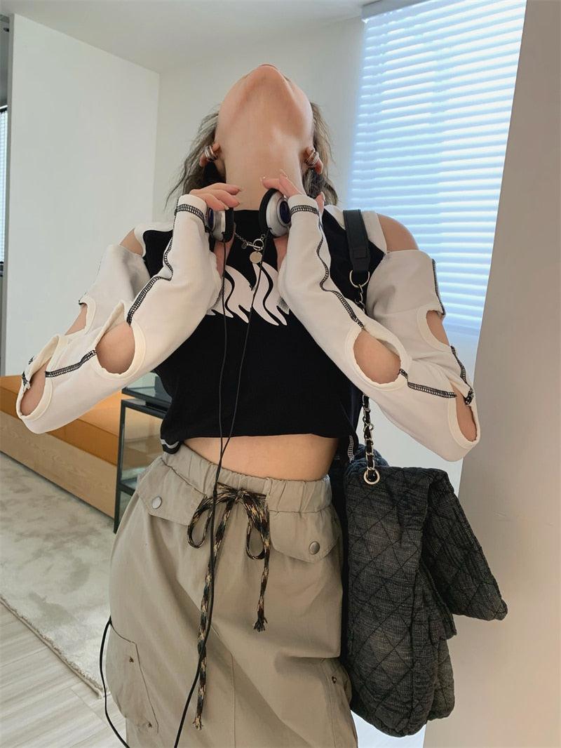 Pydshop Grunge Cut-Out Crop Top