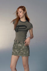 Pydshop Grunge Distressed Detail Ribbed Top