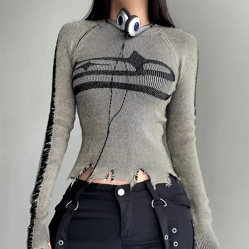 Pydshop Grunge Long Sleeve Distressed Top