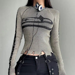 Pydshop Grunge Long Sleeve Distressed Top