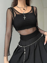 Pydshop Grunge Long Sleeve Fishnet Top