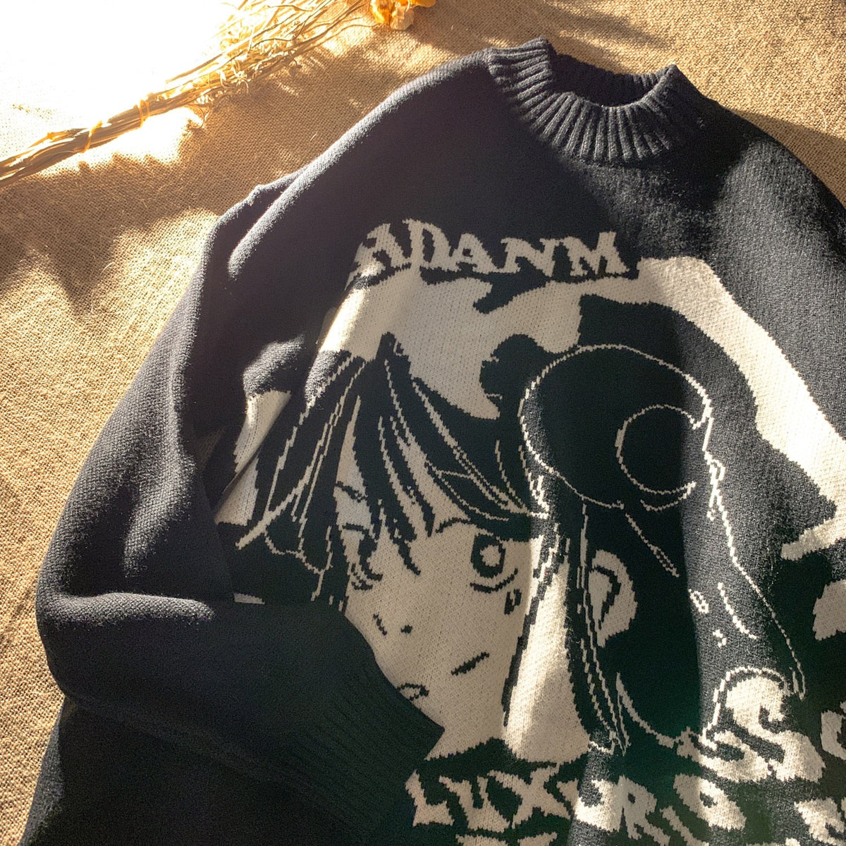 Pydshop Japan Anime Punk Streetwear Knitted Harajuku Women Oversized Sweaters Long Sleeve Goth E-Girls Casual Kawaii Vintage Cartoon Top