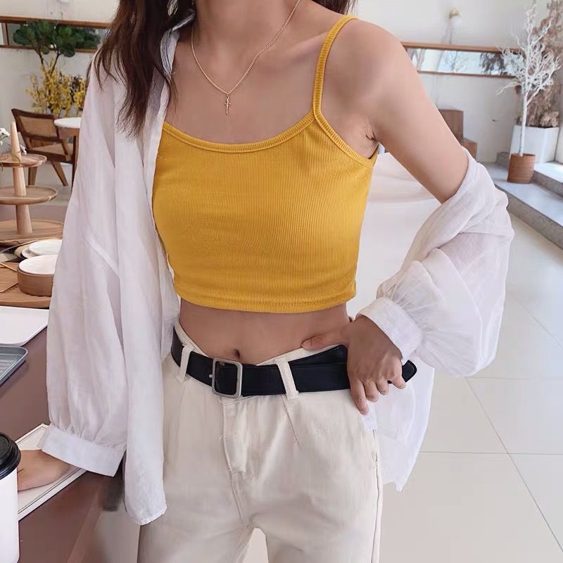 Pydshop Fashion Knitted Sexy Solid Summer Camis Women Crop Top Female Camisole Casual Tank Tops Girl Vest Sleeveless Streetwear Club