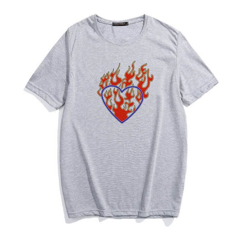 Pydshop Harajuku Gothic T-Shirt Heaven Hell Heart Print Short Sleeve Tops  Tees Ulzzang Vintage Chic Fashion Loose Casual Women Clothing