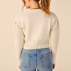 Pydshop Knit Cardigan Crop Top Women V Neck Long Sleeve Cropped Cardigan Sweater 2022 Cute Embroidery Beading Knitted Cardigans Knitwear