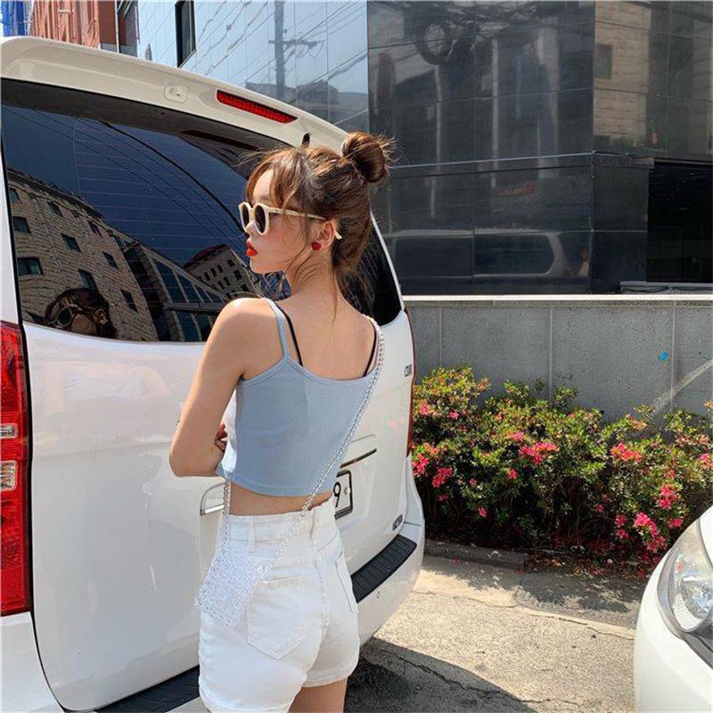 Pydshop Fashion Knitted Sexy Solid Summer Camis Women Crop Top Female Camisole Casual Tank Tops Girl Vest Sleeveless Streetwear Club