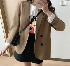 Pydshop Womens Autumn Fashion Basic Outwear Notched Single Breasted Solid Casual Daily New Korean Style Female Office Lady Tops