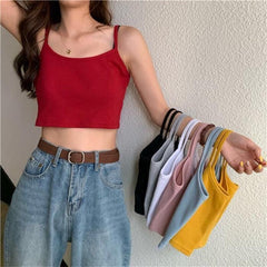 Pydshop Fashion Knitted Sexy Solid Summer Camis Women Crop Top Female Camisole Casual Tank Tops Girl Vest Sleeveless Streetwear Club