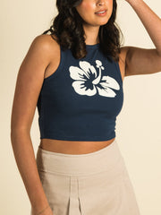 Solid Hibiscus Flower Tank Top