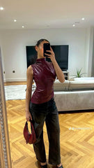 Pydshop Damoni Faux Leather Sleeveless Top