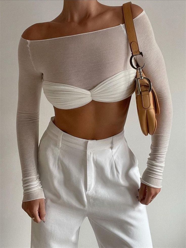 Pydshop Karalyn Mesh Crop Long Sleeve Top