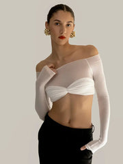 Pydshop Karalyn Mesh Crop Long Sleeve Top