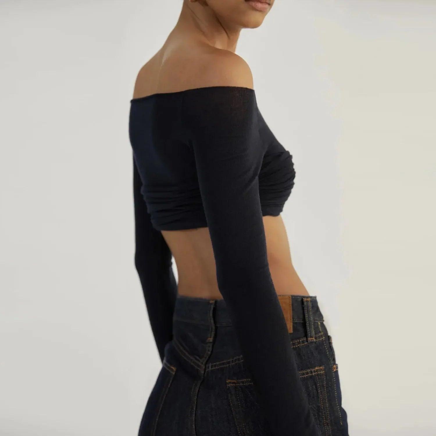 Pydshop Karalyn Mesh Crop Long Sleeve Top