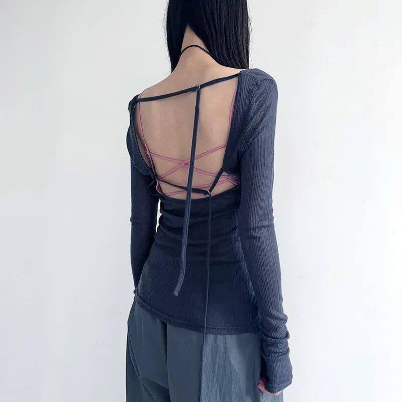Pydshop Knitted Mesh Backless Top