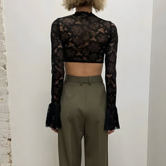 Pydshop Lace Flare Cuffs Crop Top