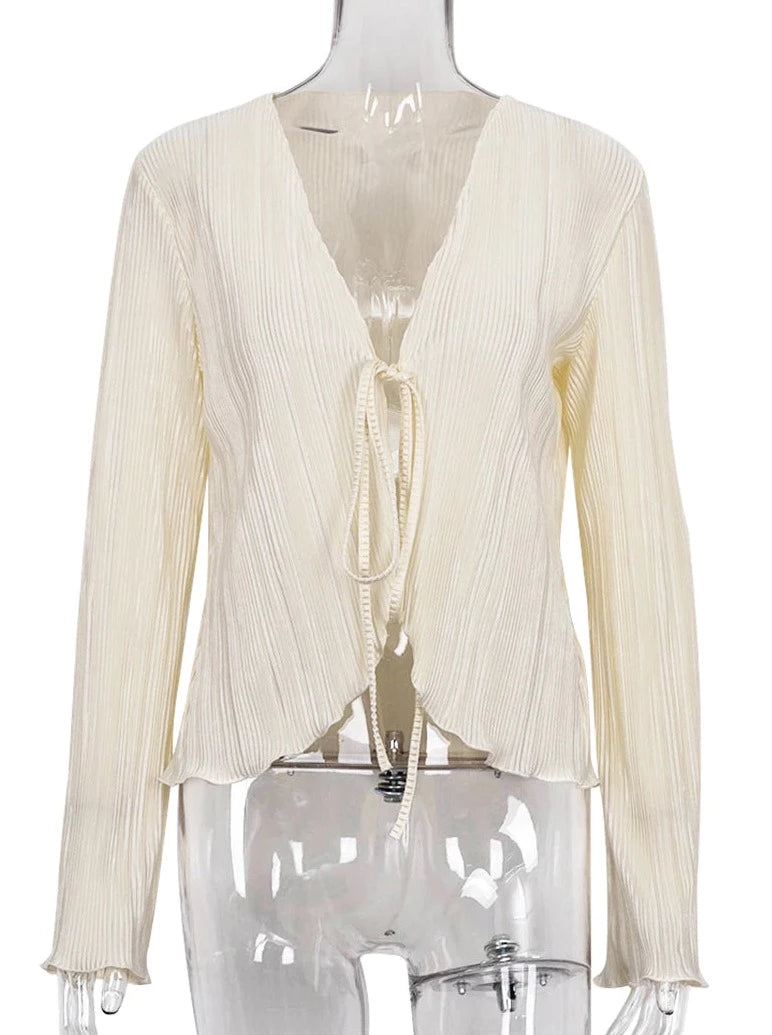 Pydshop Lace Up Long Sleeve Top