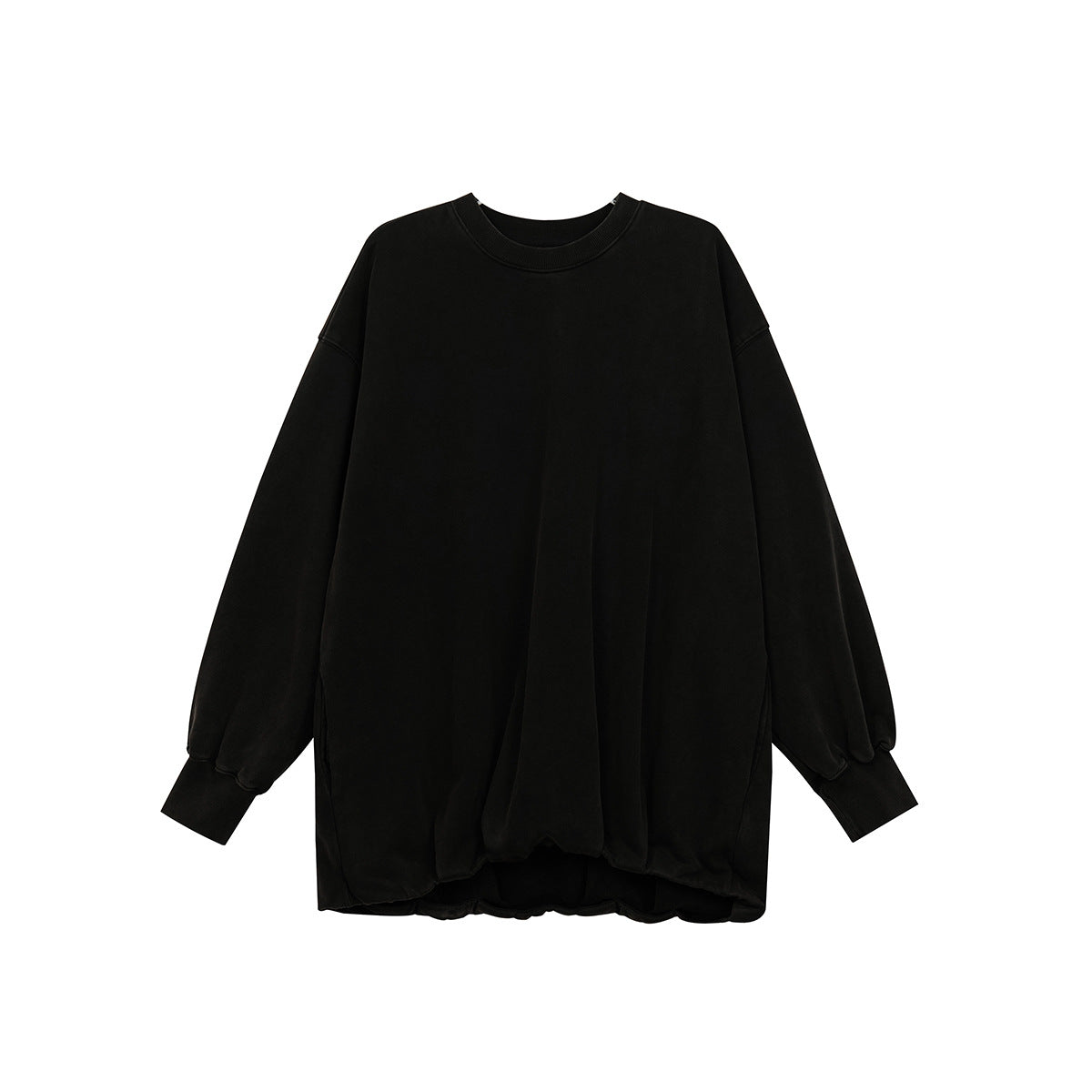 Pydshop grunge outfits Pleated Top for Women 2024 Autumn New Washed Distressed Hem Elastic Wide Sweater