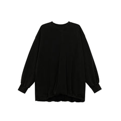 Pydshop grunge outfits Pleated Top for Women 2024 Autumn New Washed Distressed Hem Elastic Wide Sweater