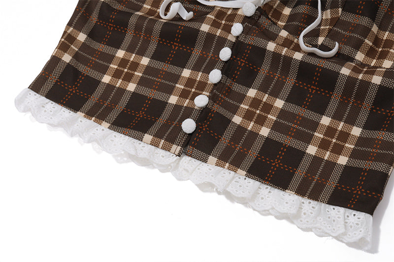 Pydshop Etty Retro Plaid Halter Top